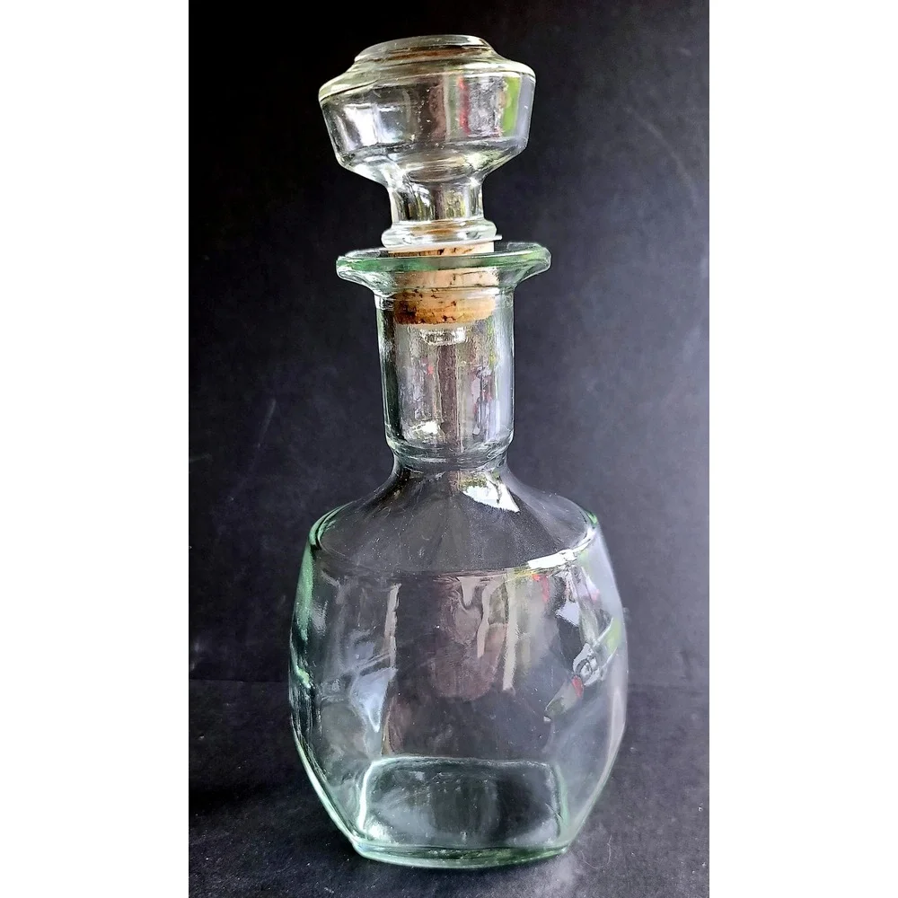 Vintage Clear Glass Decanter Stopper Embossed 10.5